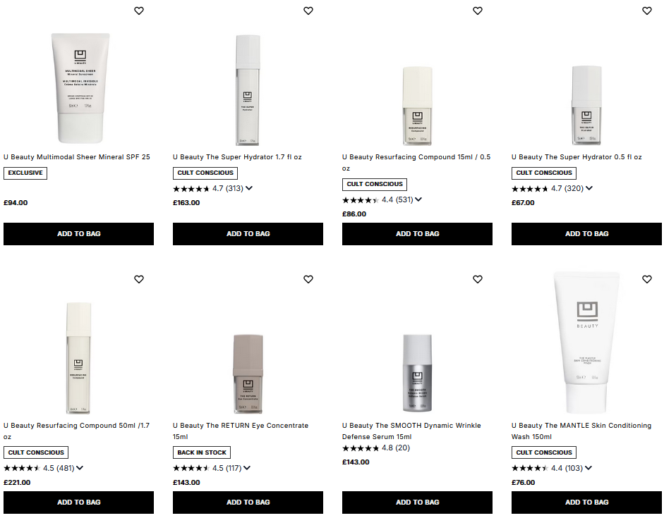 20% off U Beauty at Cult Beauty