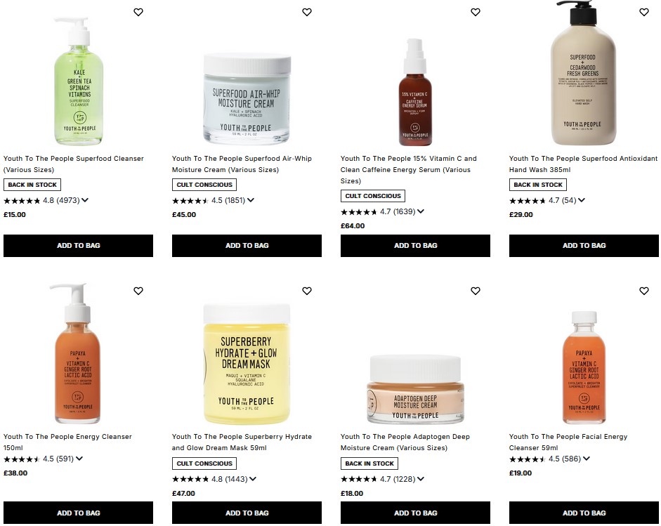 20% off Youth To The People at Cult Beauty