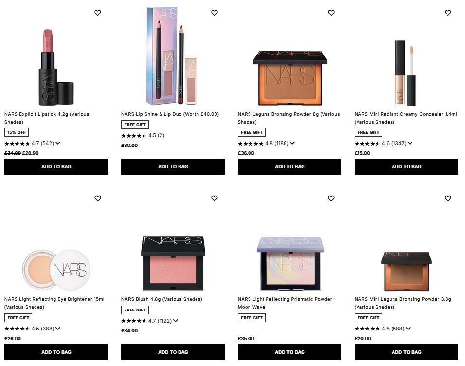 20% off NARS at Cult Beauty