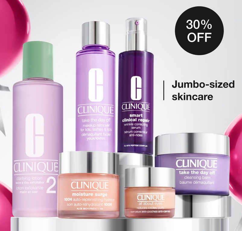 30% off jumbo-sized skincare at Clinique