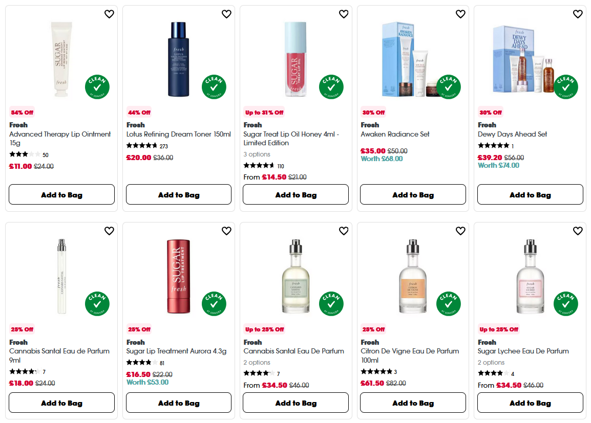 Up to 54% off Fresh at Sephora UK Up to 54% off Fresh at Sephora UK