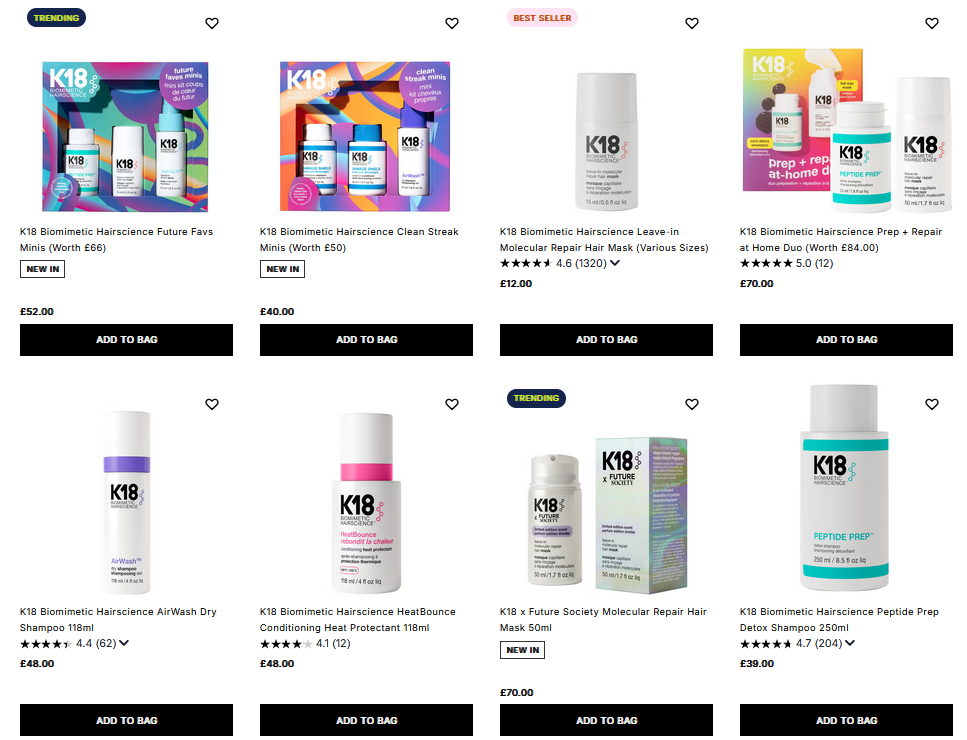 20% off K18 at Cult Beauty