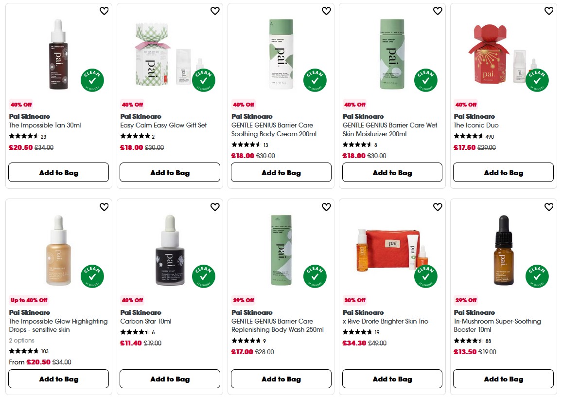 Up to 40% off Pai at Sephora UK