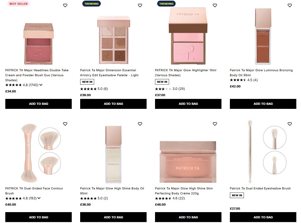 20% off PATRICK TA at Cult Beauty