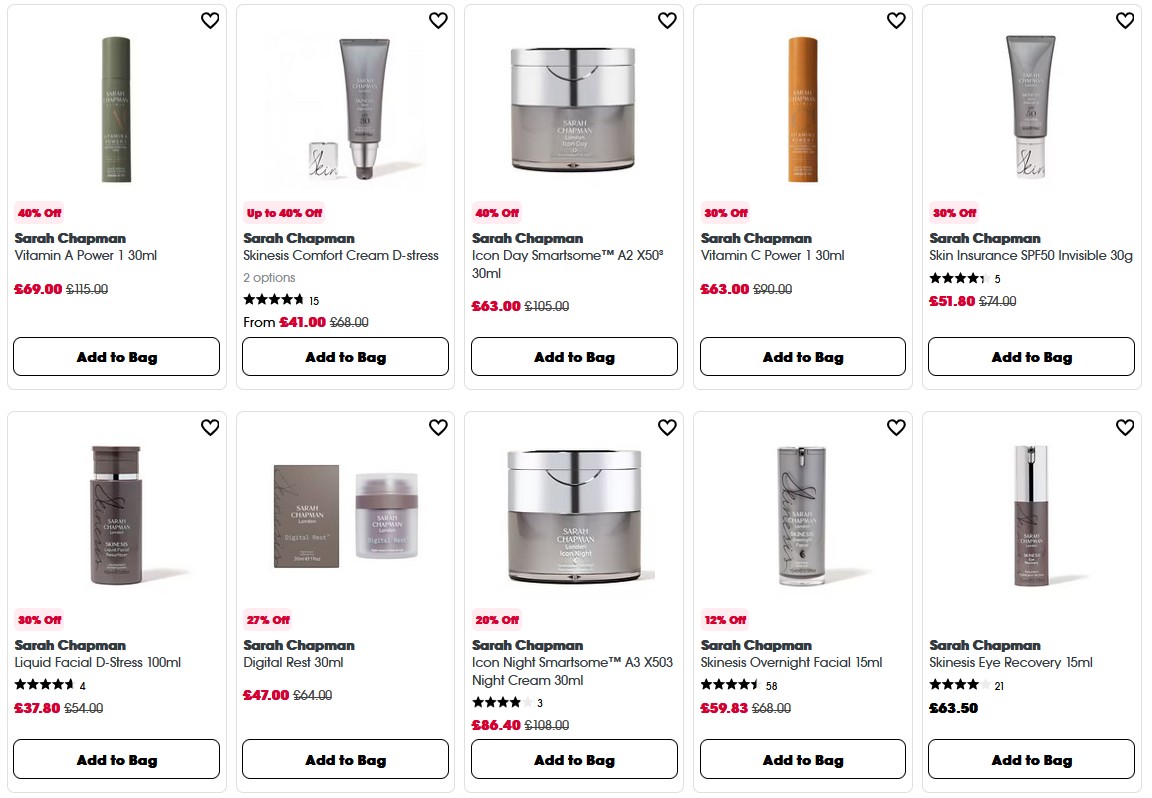 Up to 40% off Sarah Chapman at Sephora UK