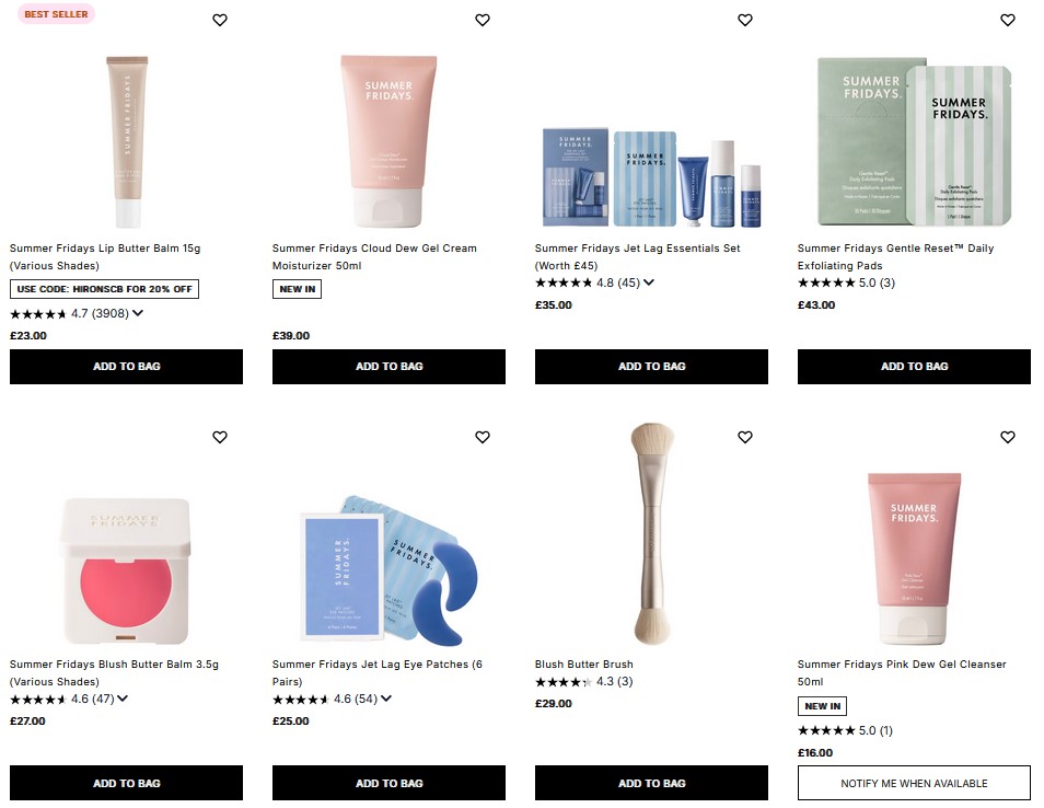 20% off Summer Fridays at Cult Beauty