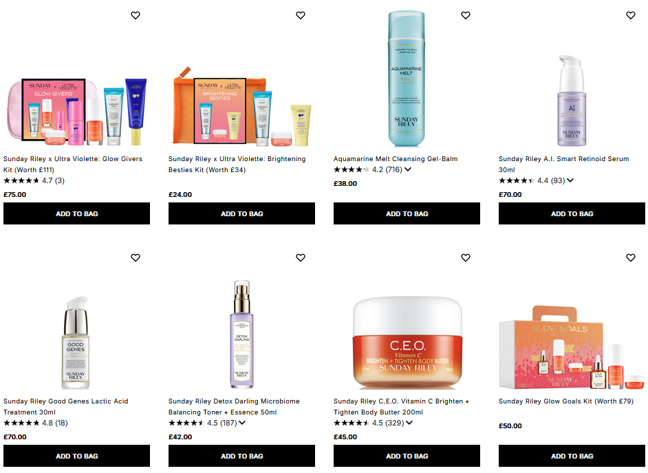 20% off Sunday Riley at Cult Beauty