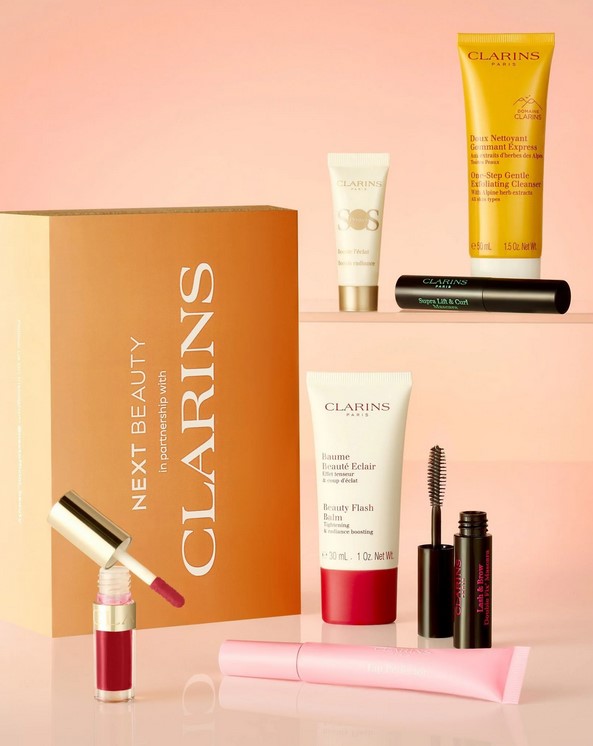 Next x Clarins Prime and Glow Beauty Box 2025 Next x Clarins Prime and Glow Beauty Box 2025