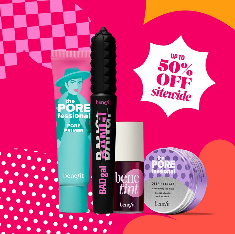 Up to 50% off sale at Benefit Up to 50% off sale at Benefit