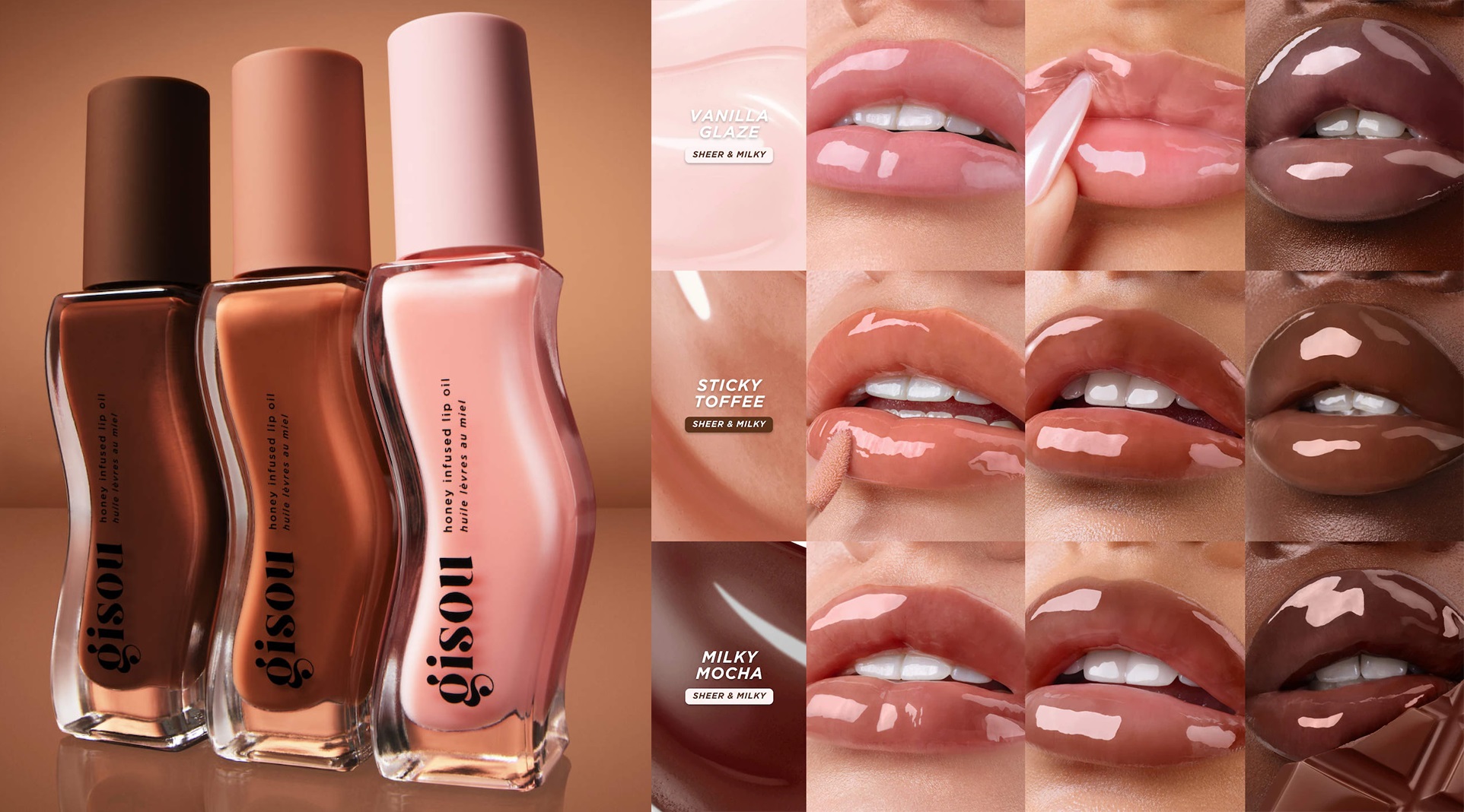 New shades of the Gisou Honey Infused Hydrating Lip Oil New shades of the Gisou Honey Infused Hydrating Lip Oil