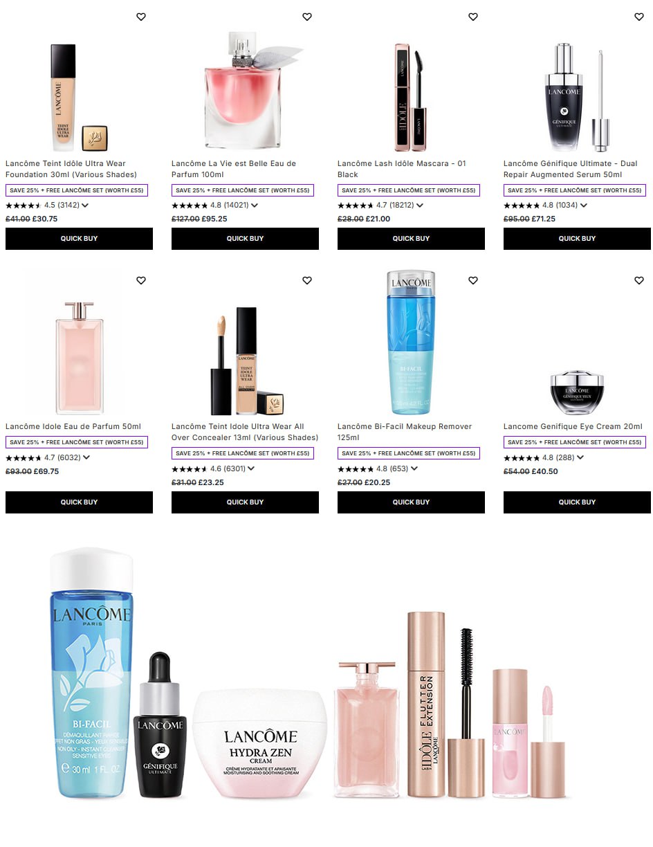 25% off Lancôme at Lookfantastic + free Lancôme Set (worth £55) when you spend £75 25% off Lancôme at Lookfantastic + free Lancôme Set (worth £55) when you spend £75