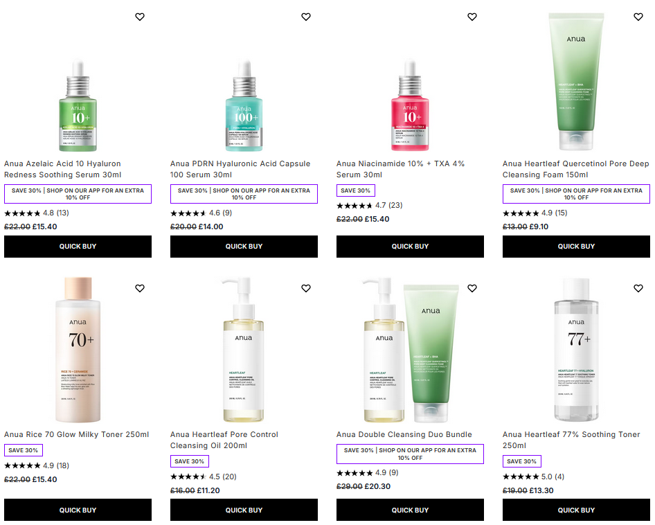 30% off Anua at Lookfantastic 30% off Anua at Lookfantastic