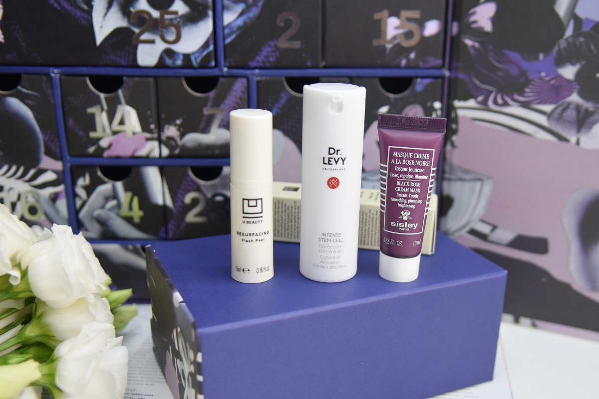 U Beauty Resurfacing Flash Peel, Dr. LEVY Switzerland Eye Booster Concentrate, and Sisley Paris Black Rose Cream Mask U Beauty Resurfacing Flash Peel, Dr. LEVY Switzerland Eye Booster Concentrate, and Sisley Paris Black Rose Cream Mask