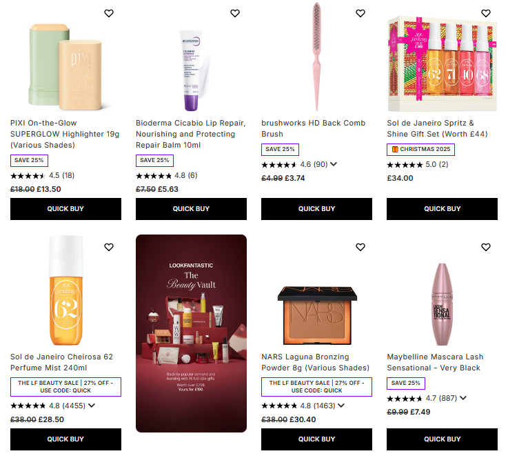 Up to 30% off selected at Lookfantastic