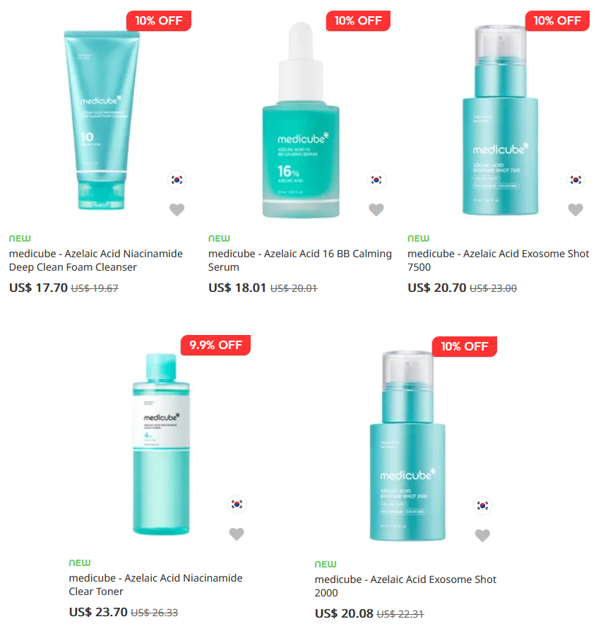 New Medicube Azelaic Acid products New Medicube Azelaic Acid products