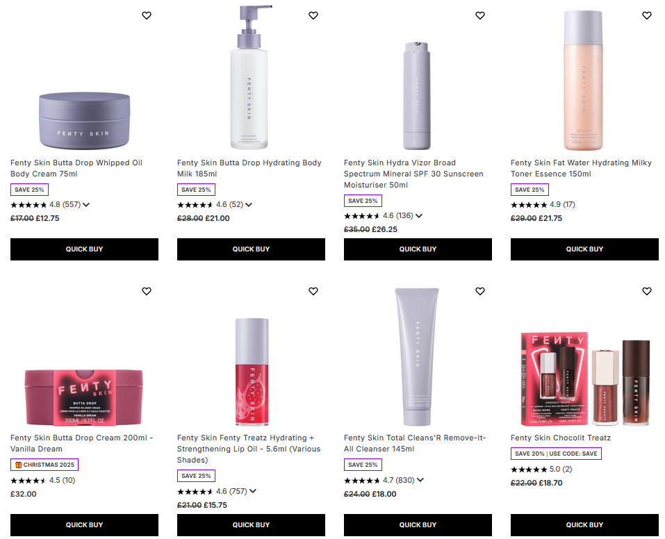 25% off Fenty Skin at Lookfantastic