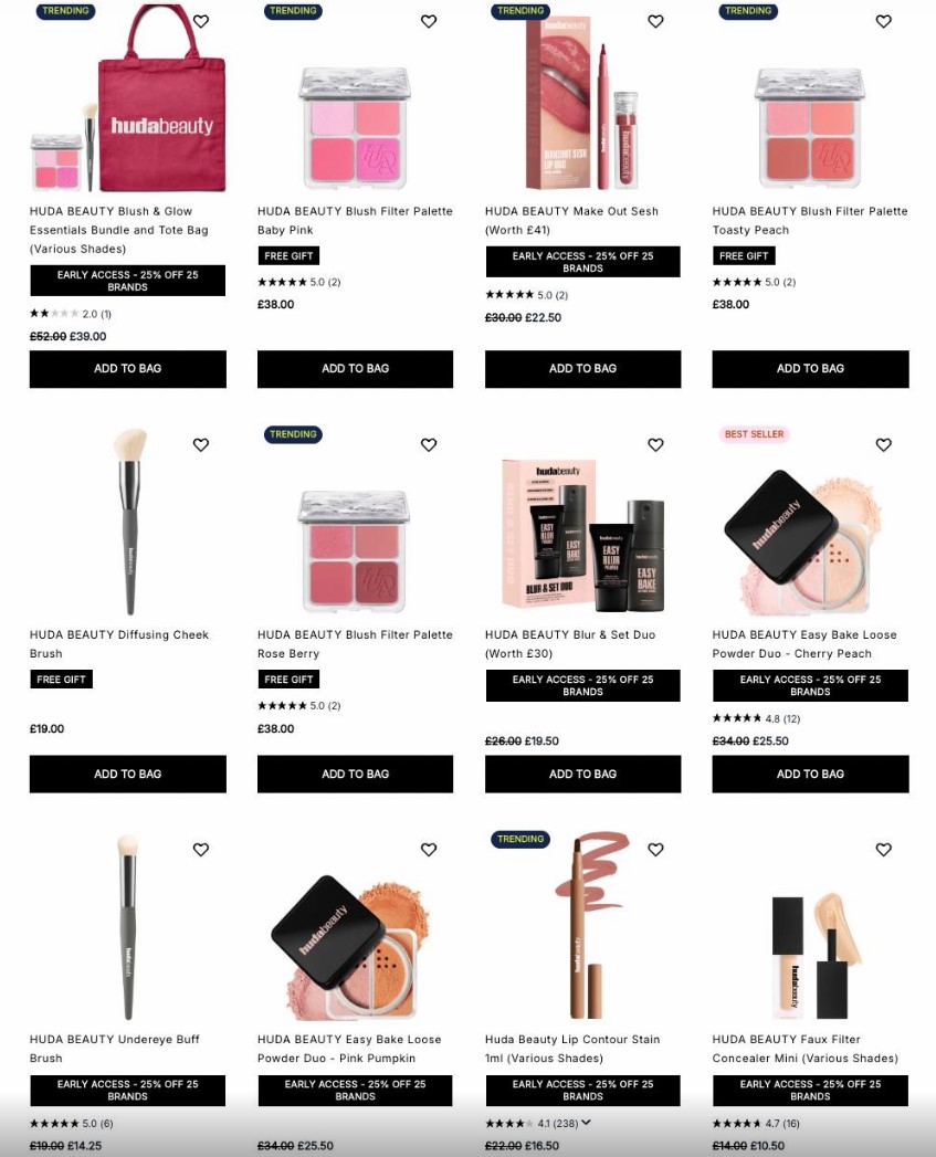 25% off HUDA BEAUTY at Cult Beauty