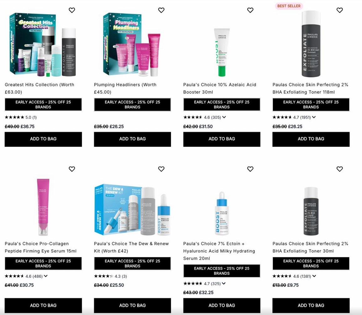 25% off Paula's Choice at Cult Beauty