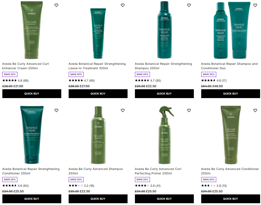 25% off Aveda at Lookfantastic