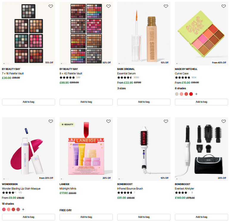 Up to 65% off sale at BEAUTY BAY Up to 65% off sale at BEAUTY BAY