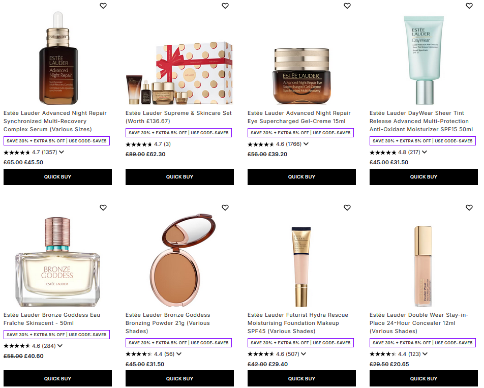 30% off Estée Lauder at Lookfantastic