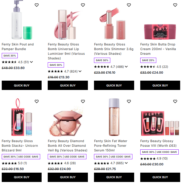 25-30% off Fenty Beauty at Lookfantastic