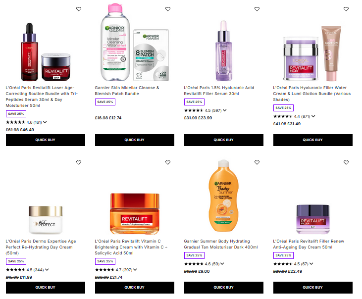 25% off selected L'Oréal & Garnier at Lookfantastic