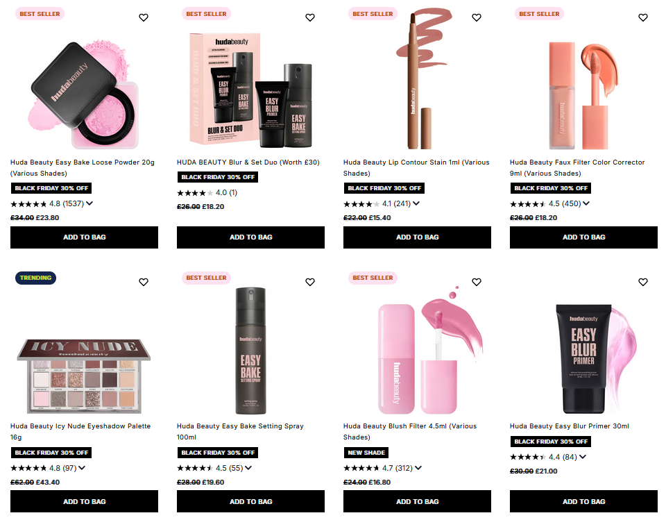 30% off HUDA BEAUTY at Cult Beauty