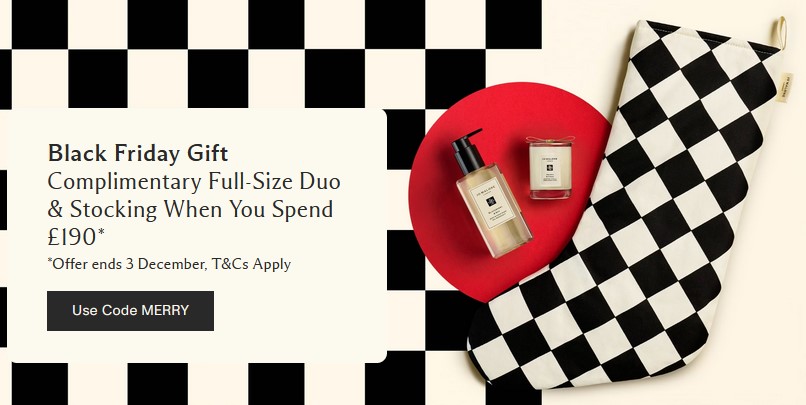 Free full-size Body & Hand Wash when you spend £140 at Jo Malone + Travel Candle and limited-edition Stocking when you spend £190