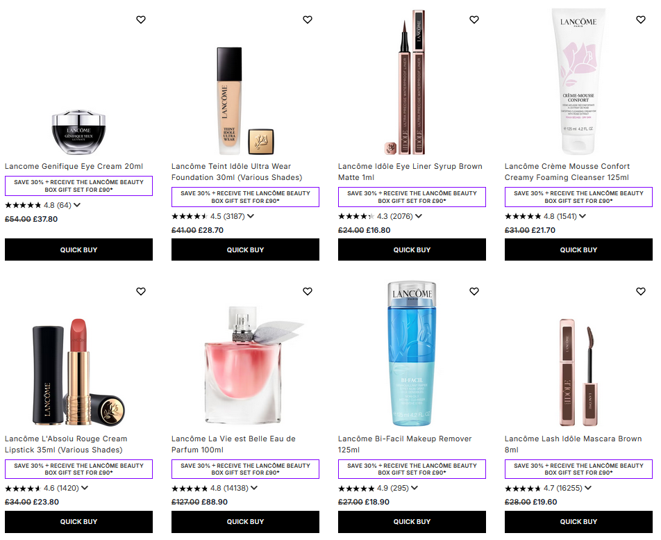 30% off Lancôme at Lookfantastic