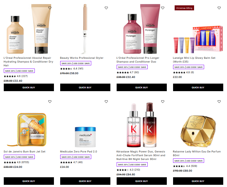 20% off selected at Lookfantastic