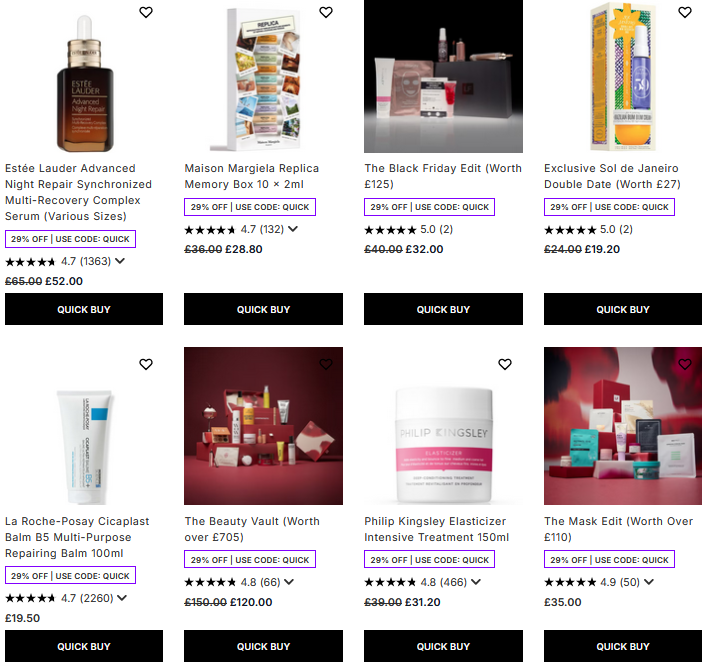 29% off selected & declining at Lookfantastic