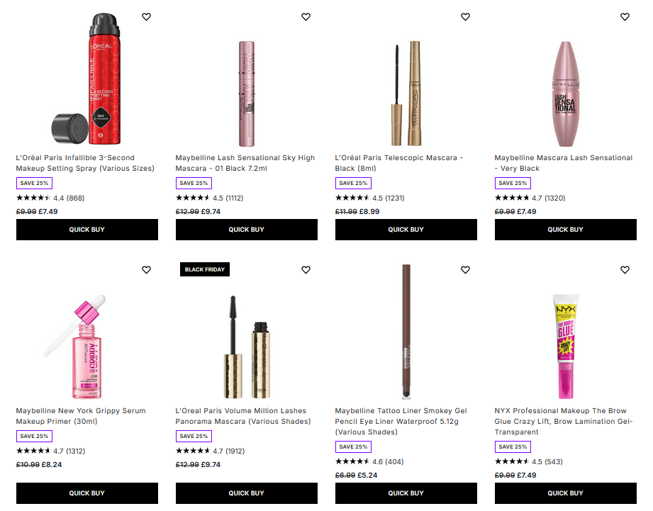 25% off selected at Lookfantastic