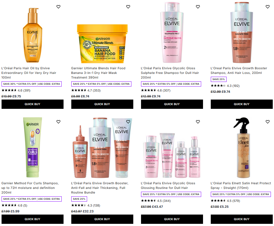 25% off L'Oréal Paris & Garnier at Lookfantastic