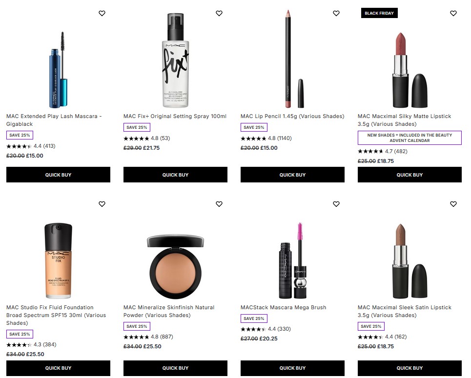 25% off MAC at Lookfantastic