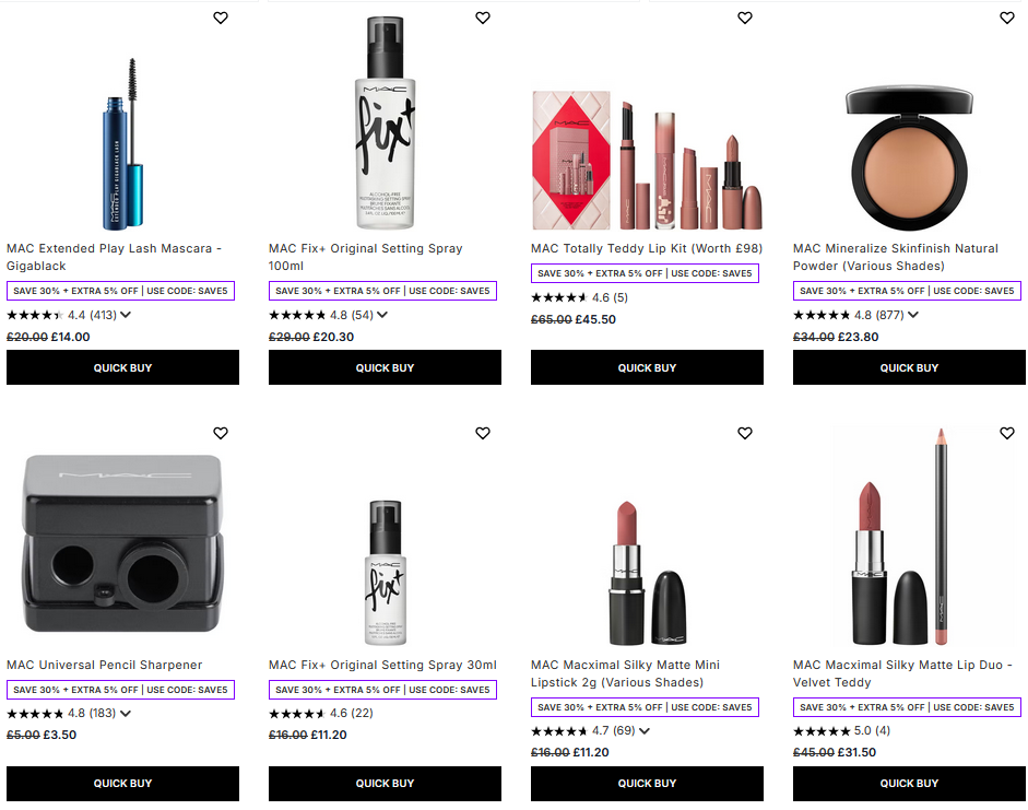 30% off MAC at Lookfantastic