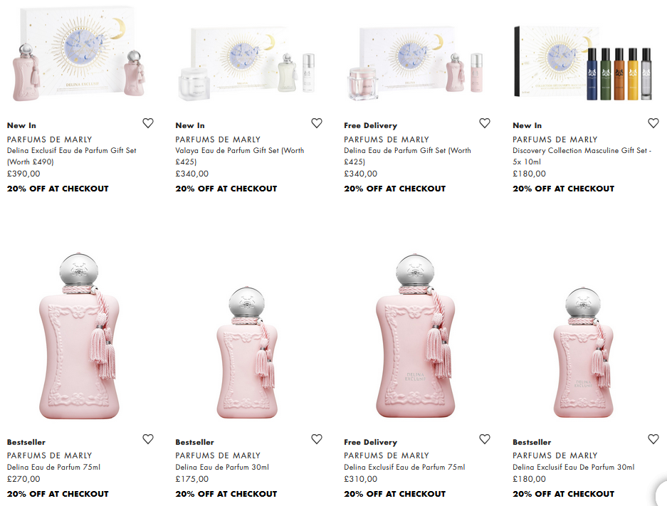 20% off Parfums de Marly at Harvey Nichols