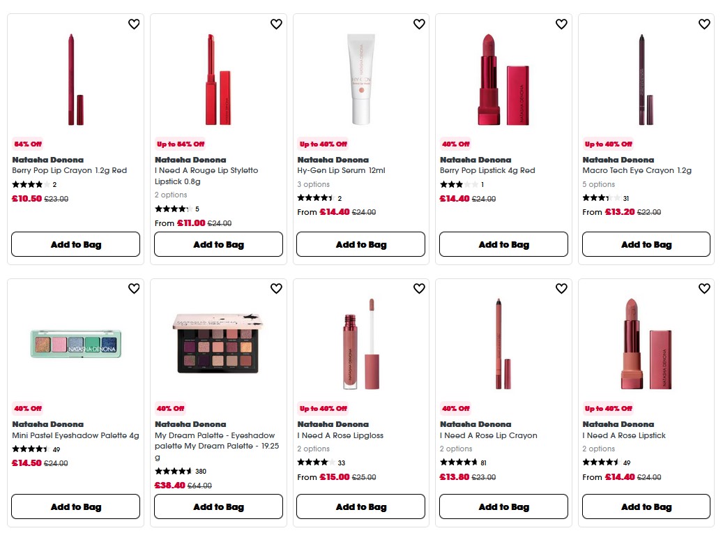 Up to 54% off Natasha Denona at Sephora UK