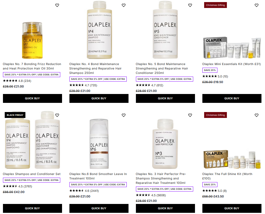 25% off Olaplex at Lookfantastic