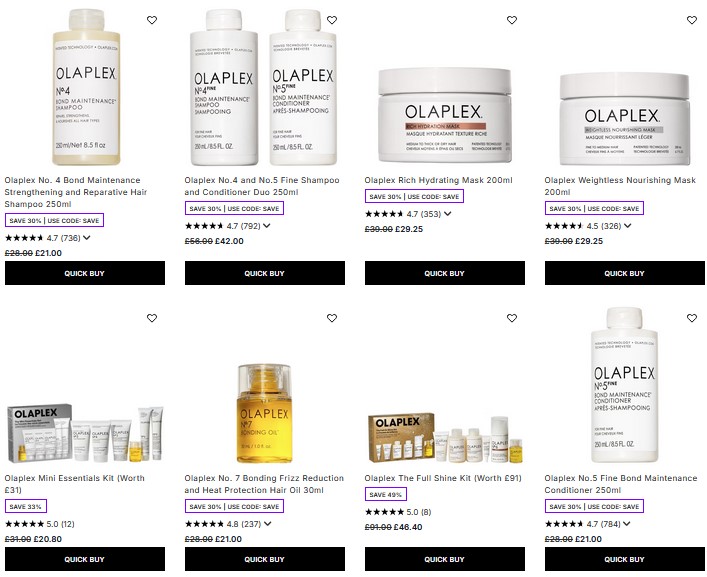 20% off selected Olaplex at Lookfantastic