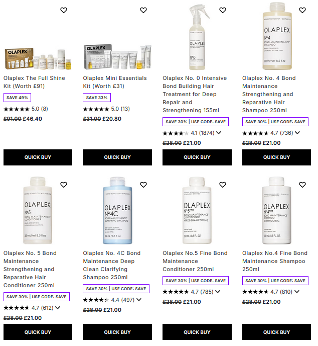 30% off Olaplex at Lookfantastic