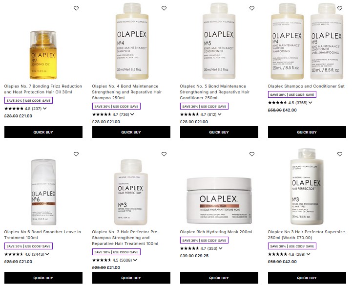 25% off Olaplex at Lookfantastic