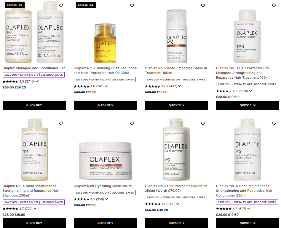 30% off OLAPLEX at Lookfantastic