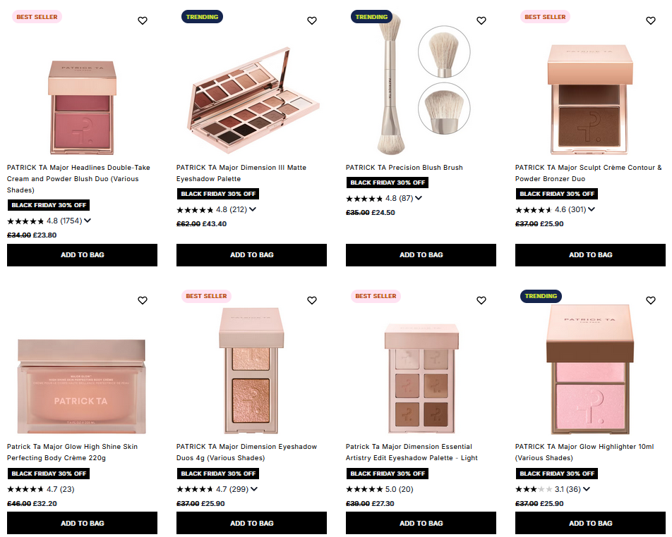 30% off PATRICK TA at Cult Beauty