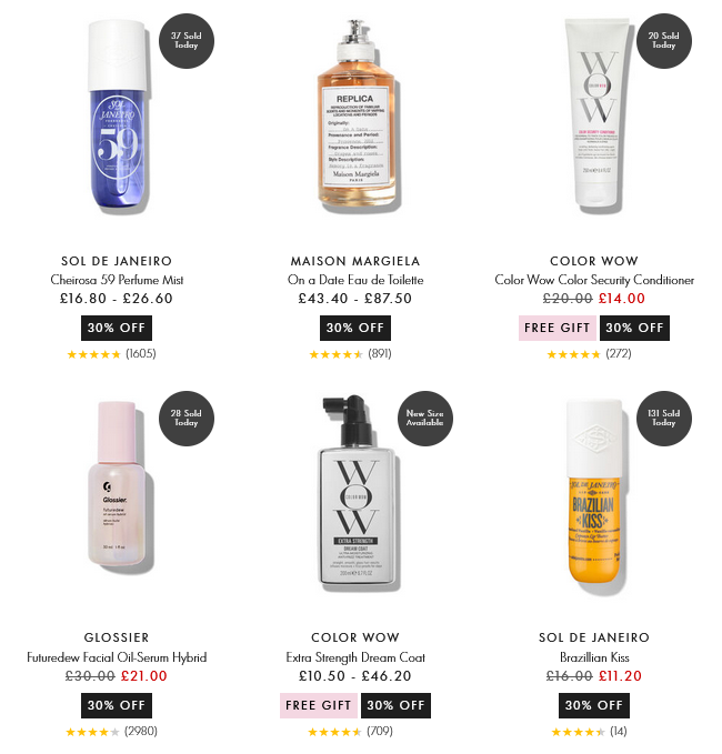 Up to 30% off sale at Space NK