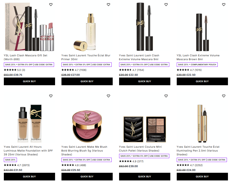 25% off YSL Beauty at Lookfantastic