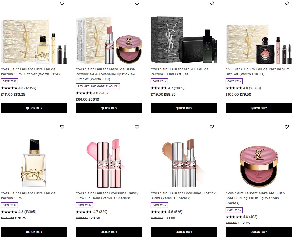 25% off YSL Beauty at Lookfantastic