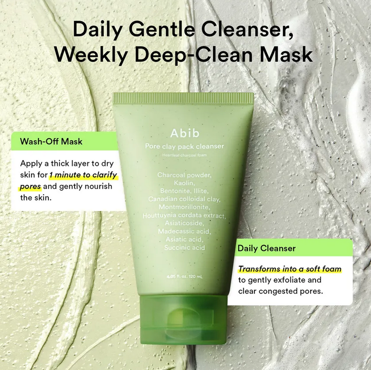 Abib Pore Clay Pack Cleanser Heartleaf Charcoal Foam