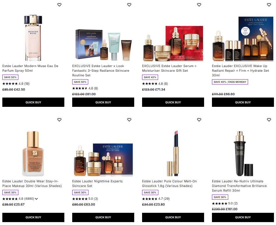 Up to 50% off Estée Lauder at Lookfantastic Up to 50% off Estée Lauder at Lookfantastic