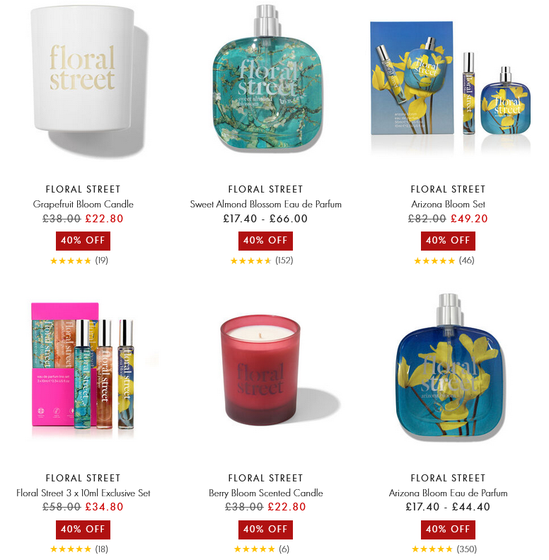 40% off selected Floral Street at Space NK